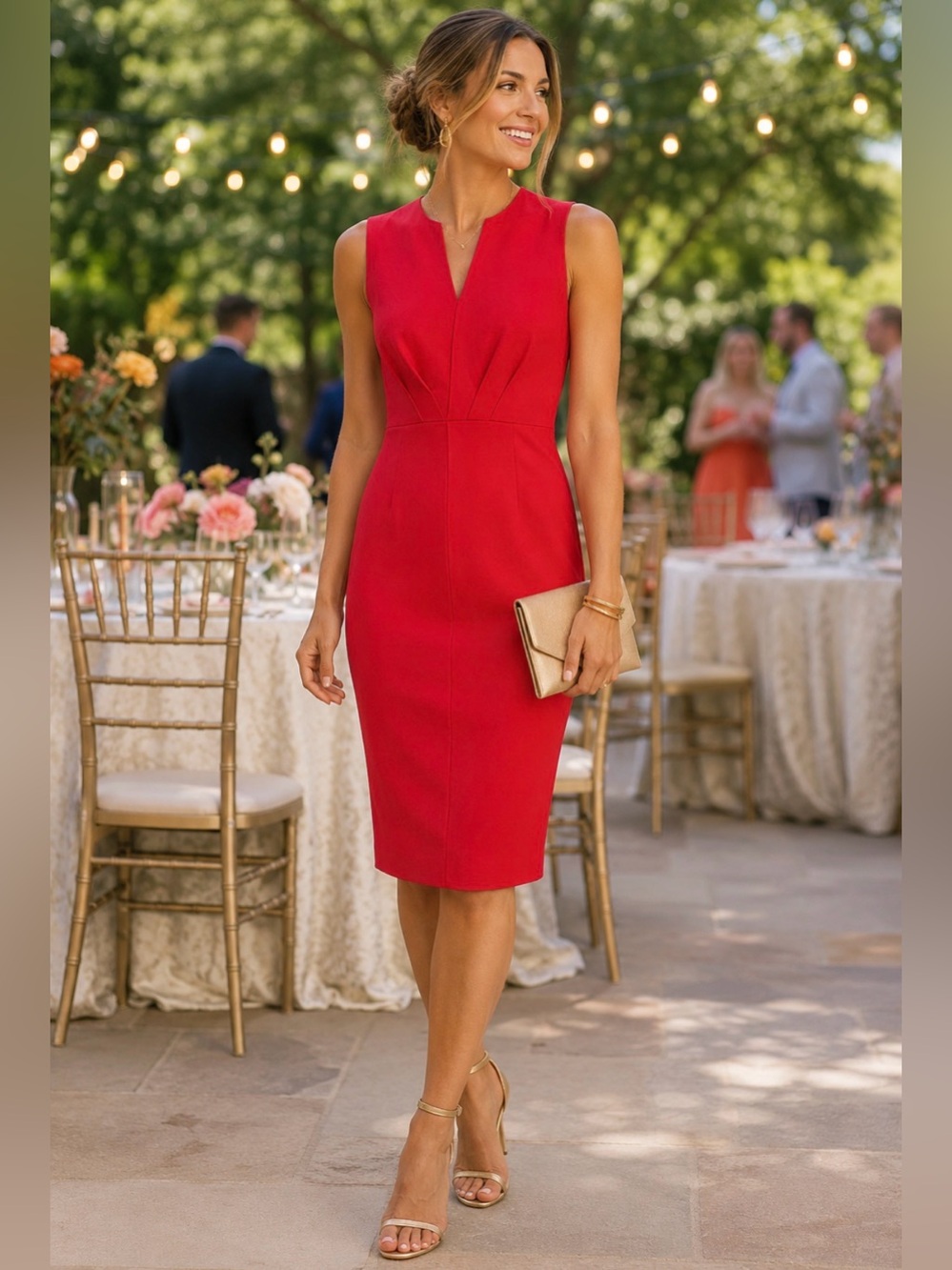 Elie Tahari Red Vernon Sleeveless Sheath Dress Size 6